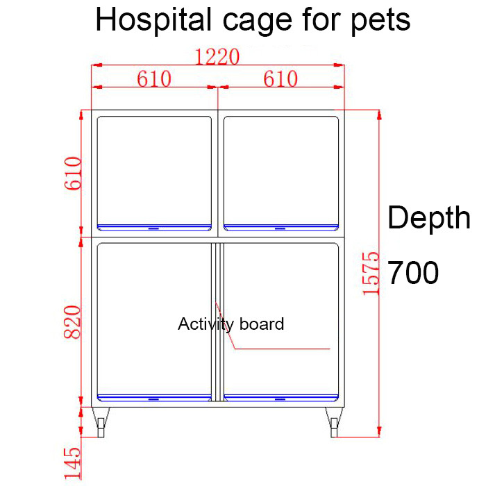 Jaula para perros veterinarios con divisor PLVC-A04