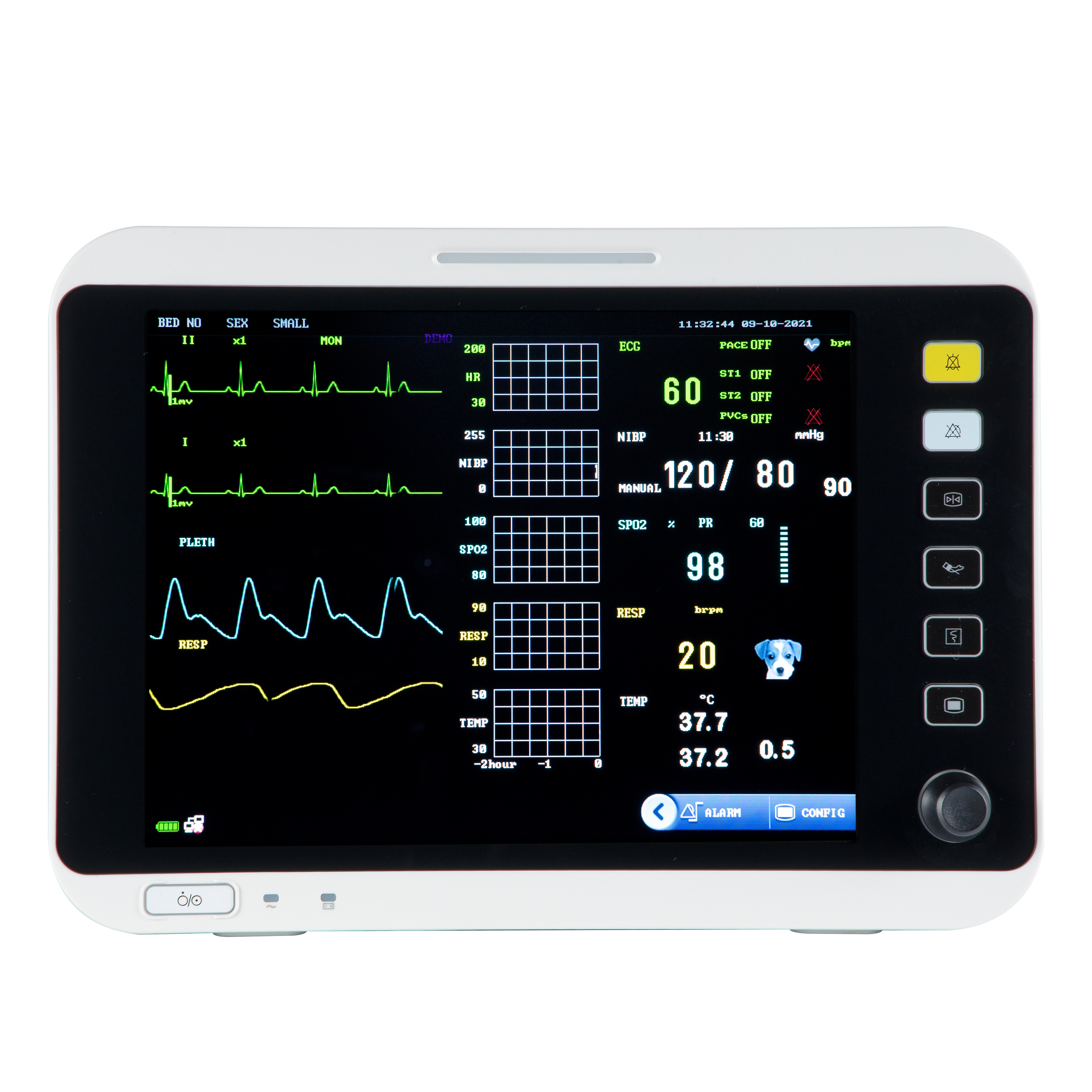 Monitor multiparamétrico veterinario portátil de 12,1 pulgadas VM12B