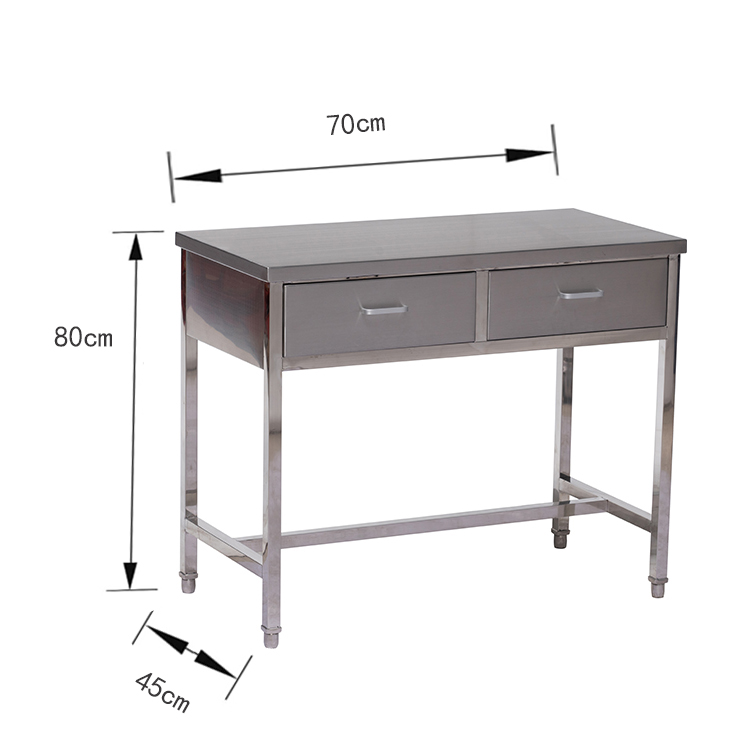 Mesa de exploración veterinaria móvil de acero inoxidable con cajones PLST-03